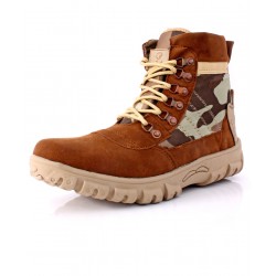 Brown Camouflage Stitched Design Long Boots DR-293